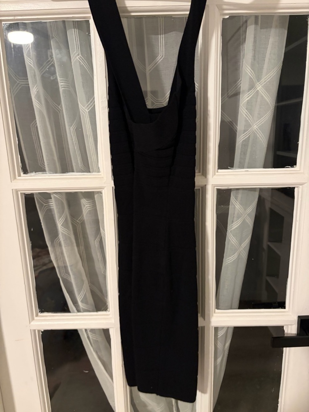 Black Ribbed Mini Dress with Deep Scoop Back
